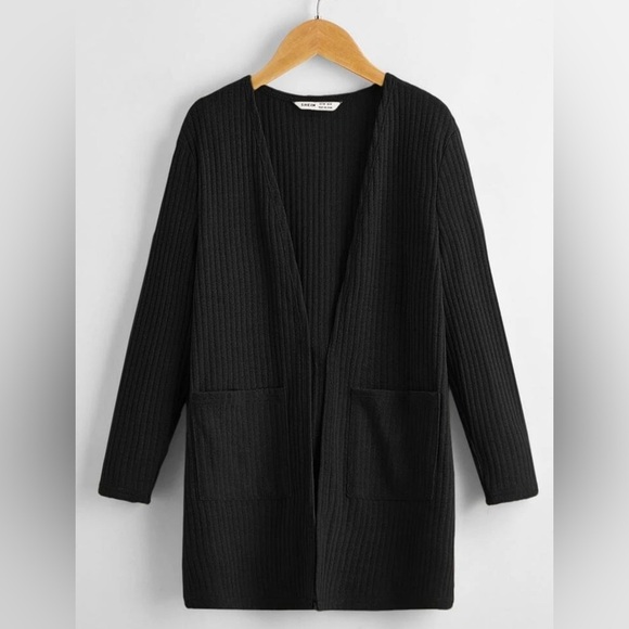 SHEIN Tween Girl Open Front Patch Pocket Rib-Knit Cardigan, 9Y, NWOT - Picture 1 of 6